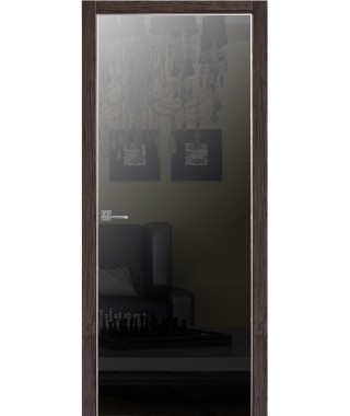 Дверь Альфа 1 с алюминиевой кромкой (Зеркало графит с одной стороны)