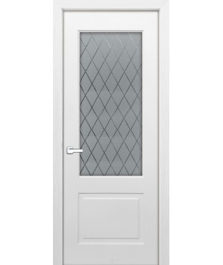 Дверь с ПВХ покрытием Эмма 55 ДО (Софт Белый, Гравировка)